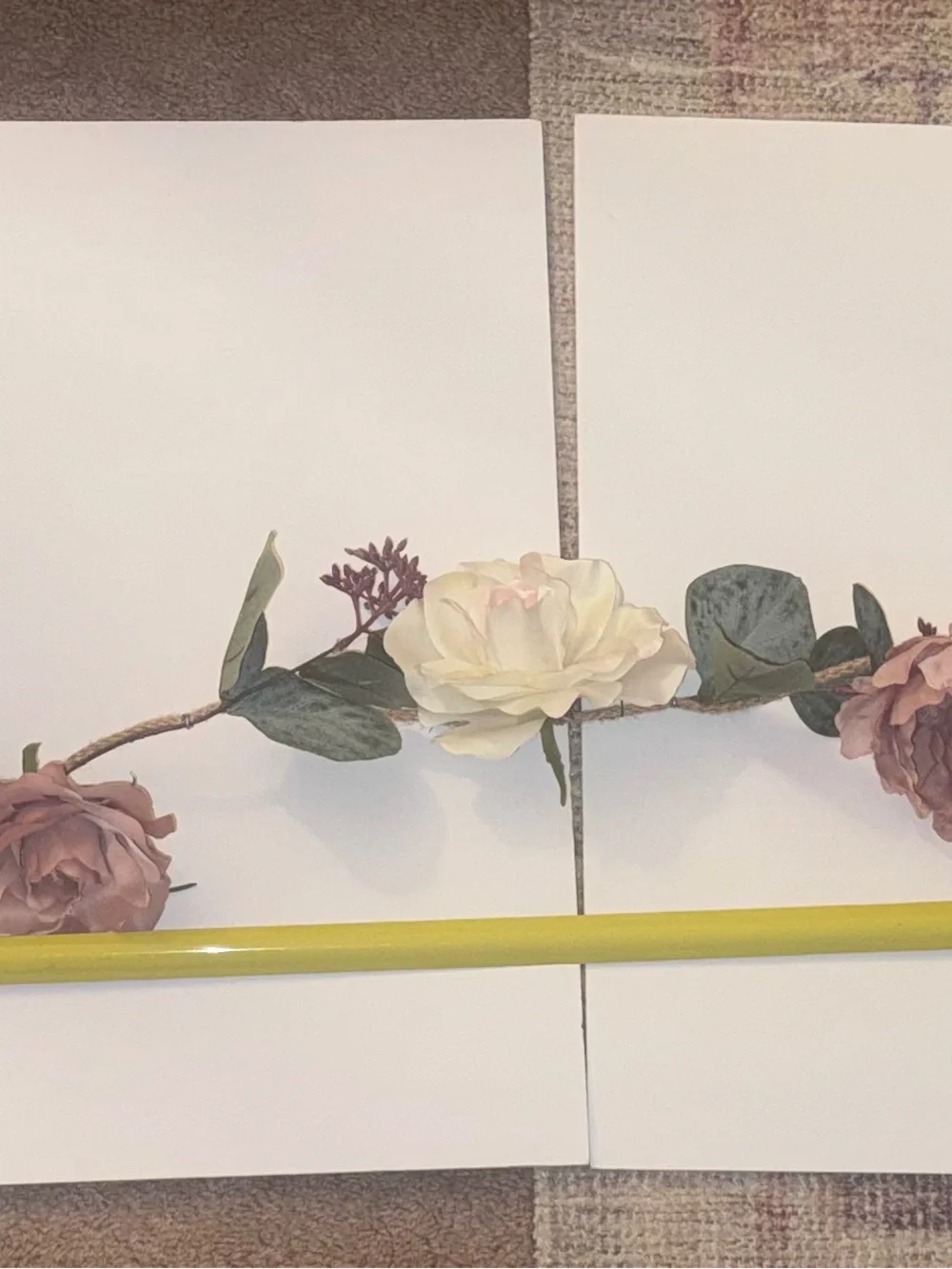 Cream and Mauve Roses & Greenery Stem Garland